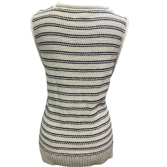 Lucky Brand-Cream and Black Stripped Cable Knit Sweater Vest- Size L- NWT - Picture 2 of 6